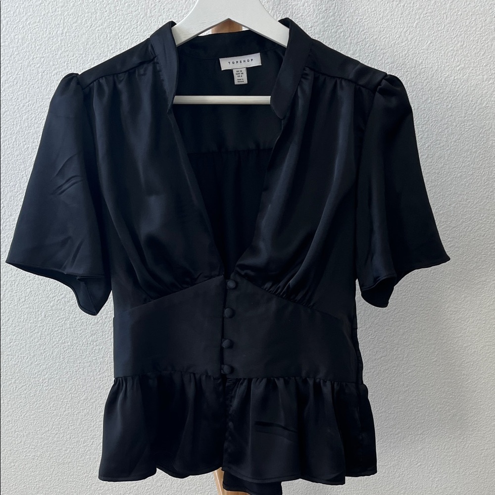 Topshop Black Satin Blouse